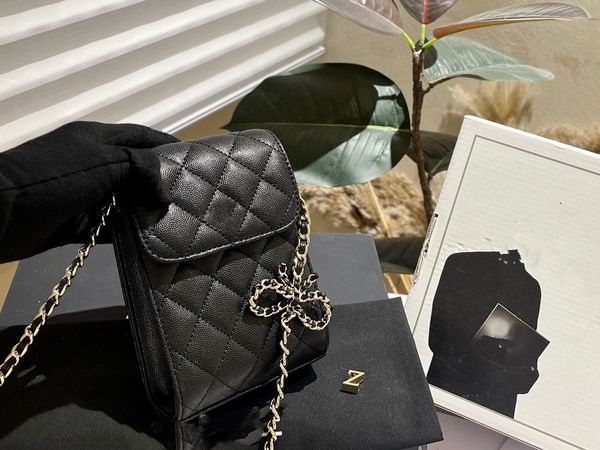 Модная мобильная сумка с цепочкой и бантом, дизайнерская сумка, женские сумки через плечо, мини-кошелек, роскошный кошелек для монет, дизайнерская сумка через плечо, кошелек для карт