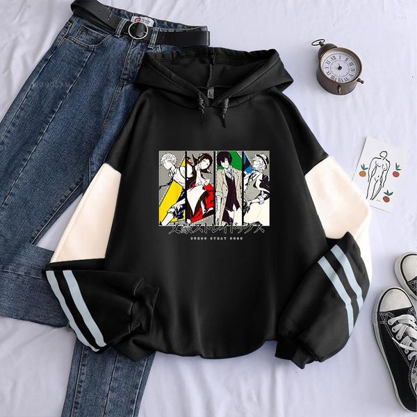 Herren Hoodies Bungo Stray Dogs Harajuku Anime Coole Freunde Dazai Osamu Manga Grafik Tops Rundhalsausschnitt Lose Lässige Kapuzenpullover