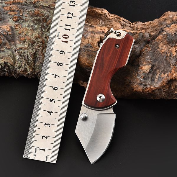 Coltello pieghevole piccolo da esterno Coltelli tascabili da campeggio portatili Manico in legno Lama affilata in acciaio inossidabile EDC Taglierina affilata Multi usi