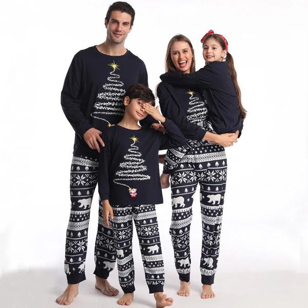 Família combinando roupas de Natal pijamas conjunto de roupas mãe papai bebê menina menino família olhar ano de inverno mãe filha algodão família combinando roupa 231010