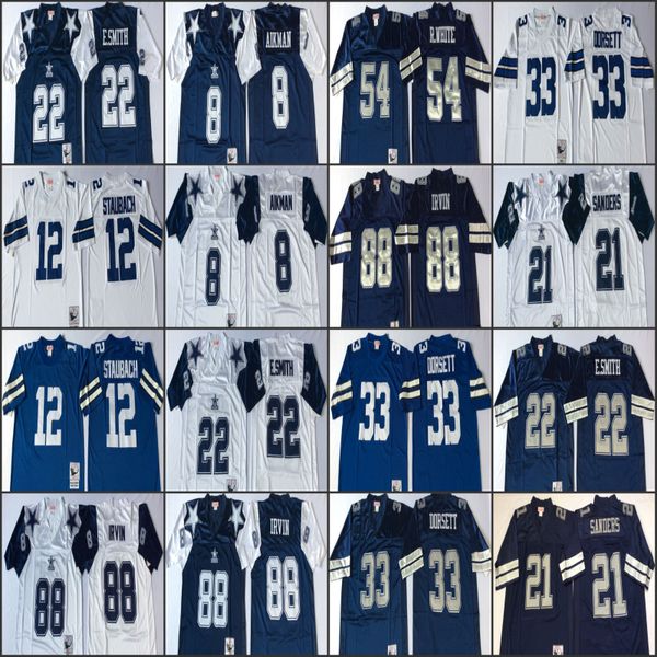 NCAA 75th Vintage Mitchell e Ness Throwback Football Jersey 12 Roger Staubach Jerseys Retro Costurado 33 Tony Dorsett Jersey Todos Costurados Cowboyes Trevon Diggs