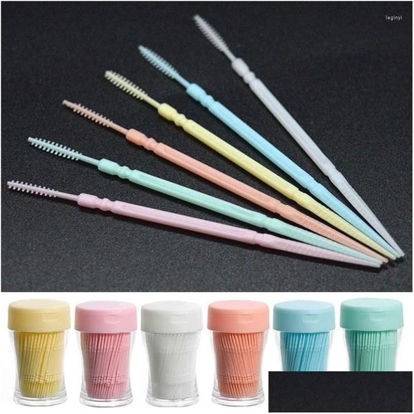 Sanat ve El Sanatları 260pcs/Kutu Diş Seçme Çift Kafa İnterdental Fırçalar Tootick Dişleri Diş ipi Sopa Sopa Dental Hexagon Oral Bakım Daml Damblr