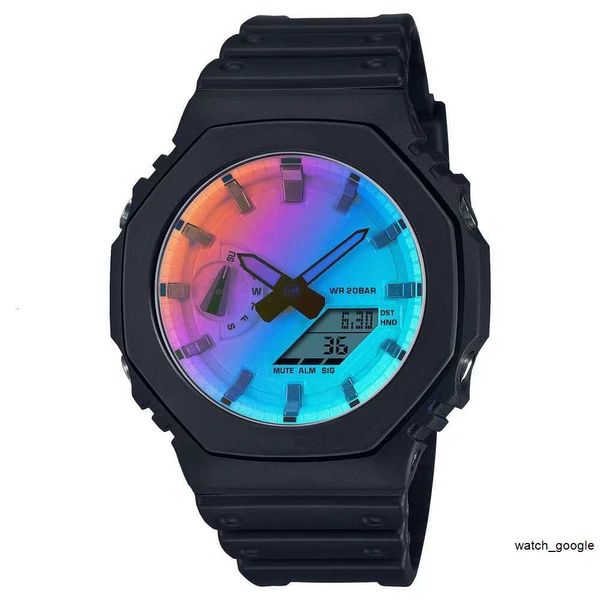 Choque original masculino relógios feminino ga esportes digital quartzo unisex relógio led luz de mão automática montagem destacável 2100 série carvalho