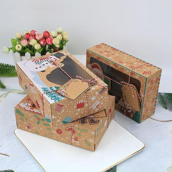 Decorazioni natalizie Bomboniera e regalo in carta kraft da 12 pezzi con confezione di biscotti a nastro Decorazione per feste di buon anno