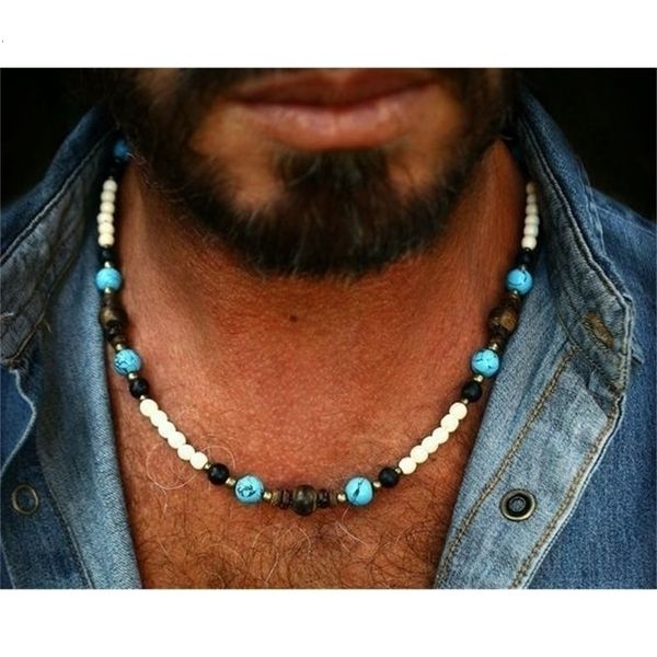 Girocolli fascino tibetano per uomo Perla Dzi Pietra preziosa di agata Uomo boemo Collana di perline perle di mala 231010