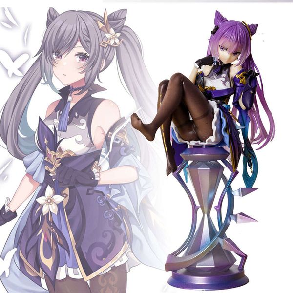 Trajes de mascote Keqing 18cm Figuras de anime escala 1/7 Genshined Impacto requintado estatueta de ação de PVC Kawaii modelo colecionável brinquedos presentes ornamento versão mais alta.