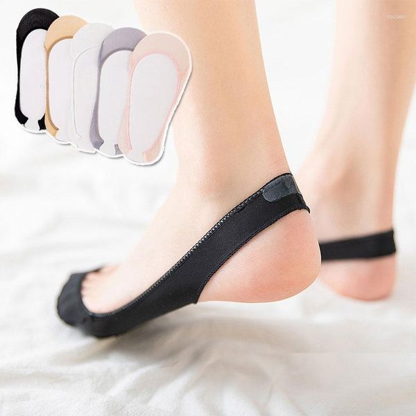 Frauen Socken 4 Paar Sommer Dünne Unsichtbare Nicht-slip Boot Weibliche High Heels Schuhe Halb-Palm Hosenträger Eis seide