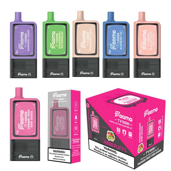 Kit scatola pod vape usa e getta Germania spedizione veloce Feemo TV Sigaretta elettronica usa e getta 10k sbuffi fornitura di fabbrica con vaporizzatore a bobina in rete 20ml e-juice 10 gusti