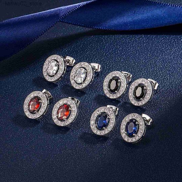 Outros acessórios de moda prata 925 jóias zircão brincos para mulheres designer de luxo moda oval diamante orelha parafuso prisioneiro festa de halloween presente frete grátis q231011
