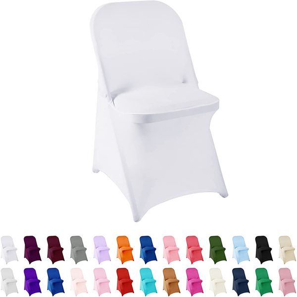 Housse de chaise en spandex blanc Housse de chaise noire pour chaise pliante