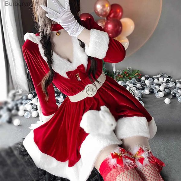 Тематический костюм 2023, рождественское платье для косплея, женское рождественское платье с зайчиком, костюм Санта-Клауса, зимнее красное платье, униформа для девочек NavidadL231010