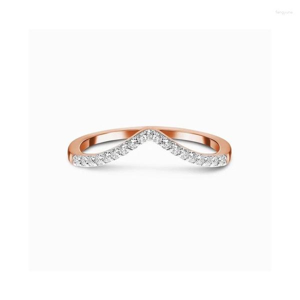 Cluster-Ringe AsinLove 925 Sterling Silber Roségold Micro Zirkon Welle für Frauen und Mädchen Dating-Ring Hochzeit Luxus-Qualitätsschmuck