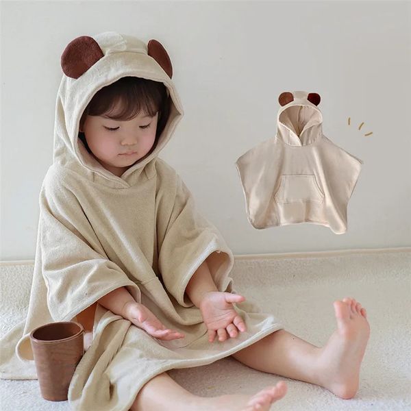 Пижамы Ins, корейские детские милые хлопковые банные полотенца с капюшоном, детский плащ, халат, мягкое одеяло с запахом для новорожденных, пижамы для мальчиков и девочек 231006