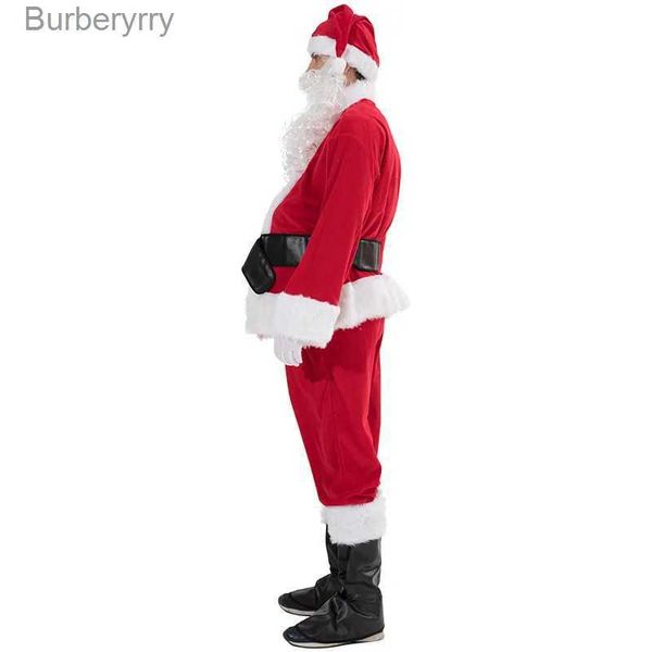 Tema traje papai noel vem 7 pçs natal completo vestir-se roupa para adulto cosplay terno de papai noel com chapéu barba golves para menl23101