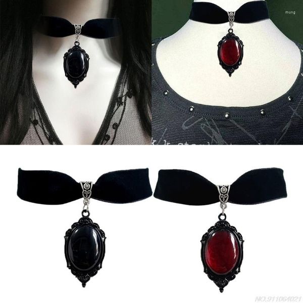 Anhänger Halsketten Gothic Kristall Charme Halskette Frauen Mode Hip Hop Punk Schmuck Hexe Zubehör Schwarz Samt Choker Dropship