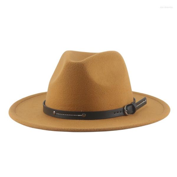 Berretti Cappello Cappelli per donna Uomo Cappelli stile Fedora Top Berretti in feltro Solido Casual Formale Matrimonio Decorare Tesa larga Sombrero Hombre