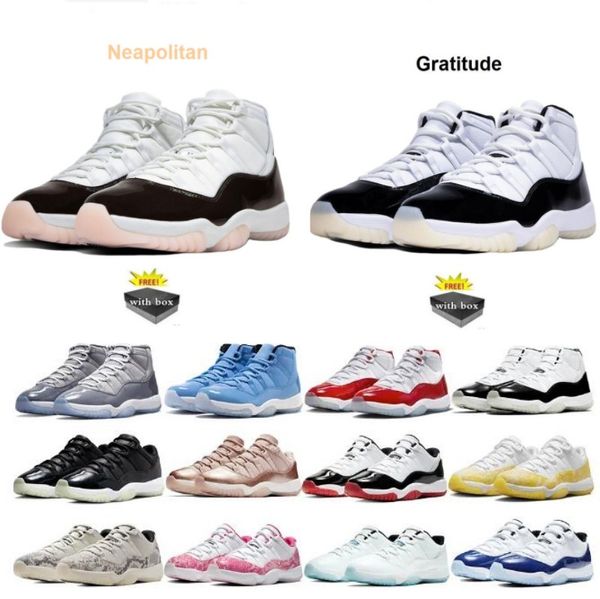 11s gratitudine napolitan 2024 scarpe da basket a basso cemento grigio grigio 11s dmp gamma blu ciliegia pura sneaker di sneaker sneaker sport scarpe con scatola