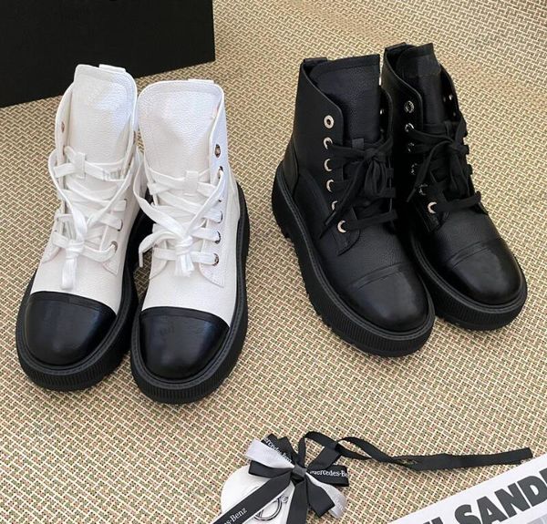 Дизайнерские женские ботинки martin, роскошные лакированные ботинки из телячьей кожи, черно-белые зимние ботинки на платформе со шнуровкой