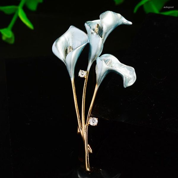 Spille Elegante spilla con giglio di calla, smalto fatto a mano, colore intarsiato con corpetto a tulipano, accessori per temperamento di lusso