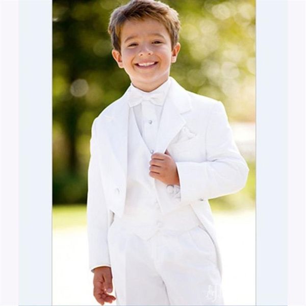 Ternos masculinos blazers elegante flor menino blazer smoking notch lapela crianças define branco criança baile de casamento para meninos jaqueta ves280c