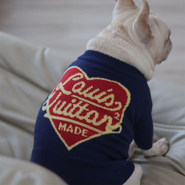 Designer cão camisola marca cão vestuário outono inverno quente roupas para cães schnauzer francês bulldog teddy pequeno médio cão luxo gato moletom itens para animais de estimação azul marinho l a748