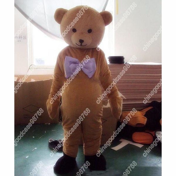 2024 venda quente roxo arco urso mascote traje anime carnaval desempenho vestuário anúncio vestido