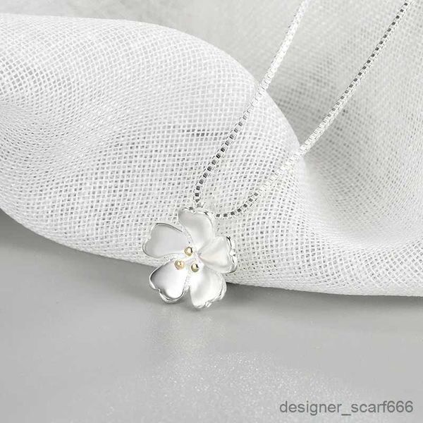 Ожерелья с подвесками, романтическое ожерелье с подвеской в виде сакуры для женщин, цветная толстая цепочка для свитера, модные украшения для женщин R231011