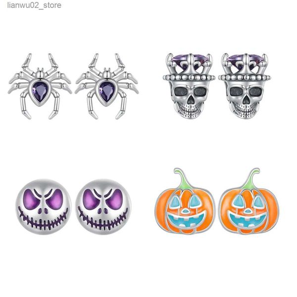 Altri accessori di moda Horror 925 orecchini in argento sterling da donna fascino originale festa di Halloween zucca teschio orecchini boutique di gioielli 2023 nuovo Q231011