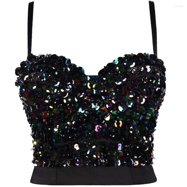 Canotte Canotte Estate Donna Canotte Sexy Diamante Perline Party Push Up Bustier Y2k Abbigliamento Donna Corsetto Blusas Camis Club Crop Top