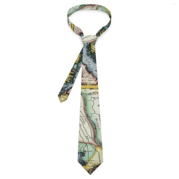 Papillon con mappa asiatica Cravatta con stampa vintage Collo da lavoro da uomo Accessori per cravatte casual retrò Collare fai da te personalizzato di alta qualità