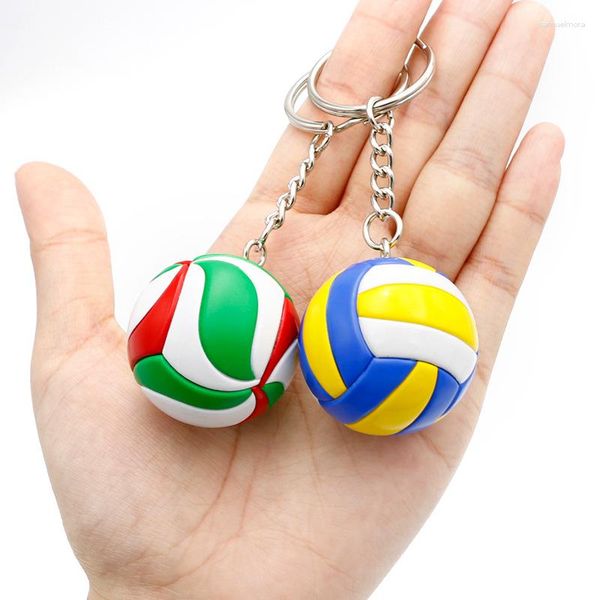 Portachiavi 100 pz/lotto Portachiavi In Pelle Pallavolo Per Gli Uomini Donne Catena Chiave Dell'automobile Pallone Da Spiaggia Giocatori di Sport Sacchetto del Regalo Del Ricordo Del Pendente Accessori