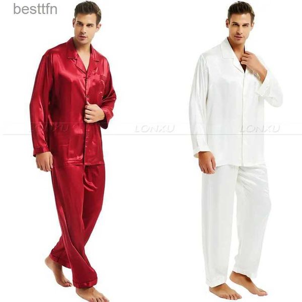Erkekler Sweetwear Erkek İpek Saten Pijamalar Set Pijama Pijama Set PJS Set Sleepwear Loungewear S M L XL 2XL 3XL 4XL__ SERFECT HEDİYLER231011