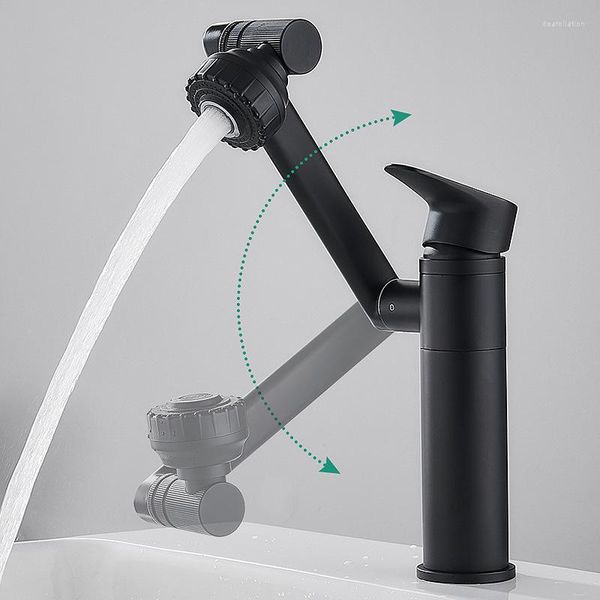 Torneiras da pia do banheiro 1080 graus girar robô braço único punho torneira da bacia multi-função