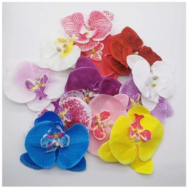 Flores decorativas 20 peças 10cm borboleta artificial orquídea flor cabeça diy artesanato artesanal flores falsas festa de aniversário de casamento presente festivo