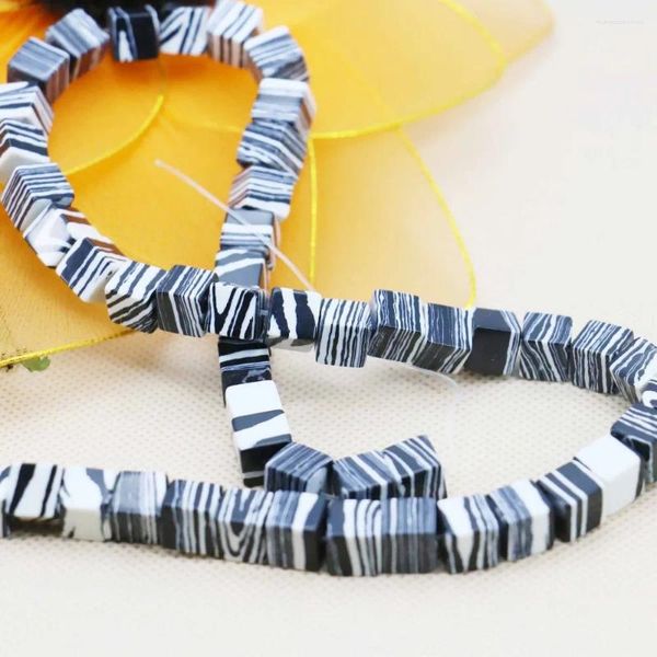 Perline 8mm Cubo di moda Nero Zebra Turchesi Pietra Fai da te Gioielli sciolti Artigianato Creazione di design Regali per ragazze Bracciali da 15 pollici