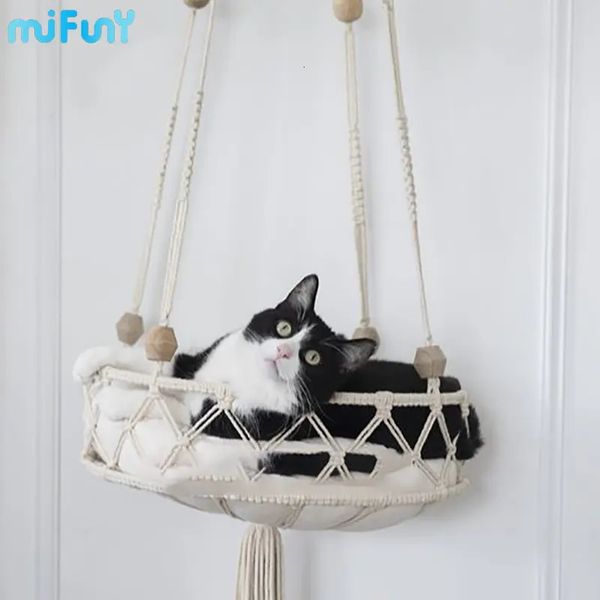 Camas para gatos Mobiliário MIFUNY Big Handmade Cat Hammock Window Cute Kitten Beds Pet Cat House Tent Basket Swing Net Cat House Acessórios Pet Supplies 231011