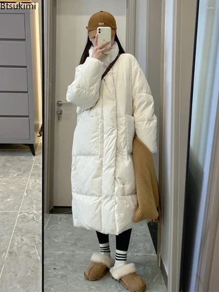 Trench da donna 2023 caldo piumino in cotone Parka autunno inverno stile coreano media lunghezza soprabito ispessito al ginocchio femminile