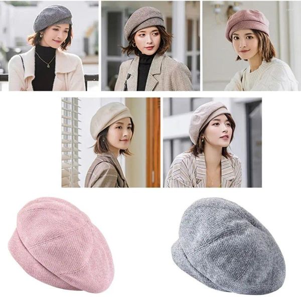 Berets Beanie Sboy Chapéu Abóbora Cap Meninas Mulheres Peaked Beret Flat Blend French Baker Boy