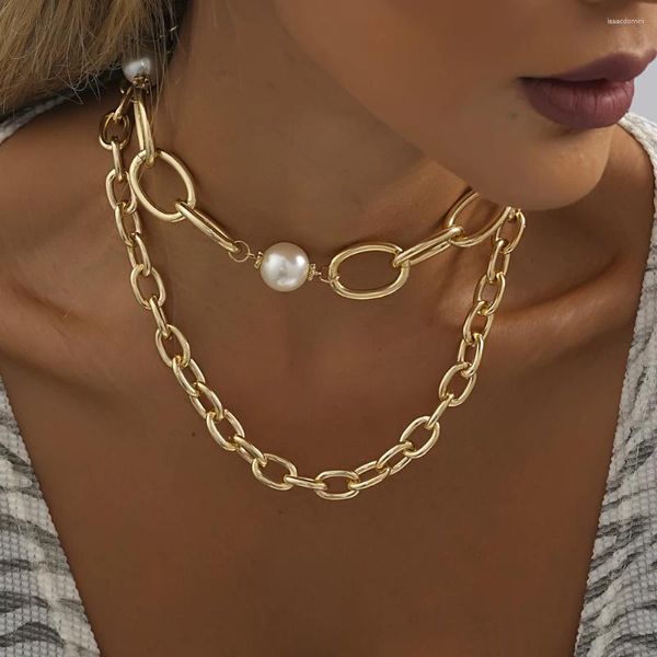 Collane con ciondolo Collana di perle imitazione semplice antica per donna 2023 Moda versatile multistrato all'ingrosso