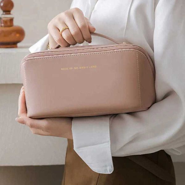 New Ins Borsa per trucco portatile per ragazza di grande capacità Borsa per cosmetici per donna Borsa per articoli da toeletta Organizzatore Custodie per trucco per donna collegamento 231005