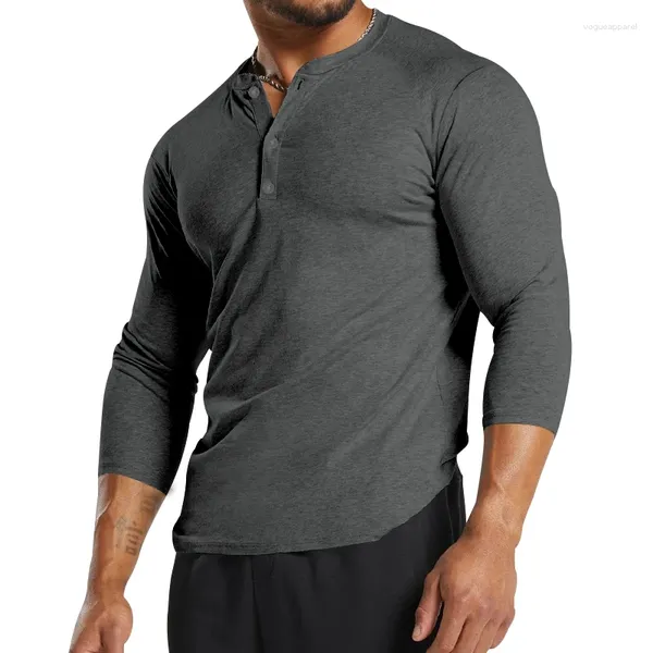 Homens Camisetas 2023 Inverno Roupas de Comércio Exterior Europeu e Americano T-shirt Manga Comprida Bottom Coat Henley Camisa