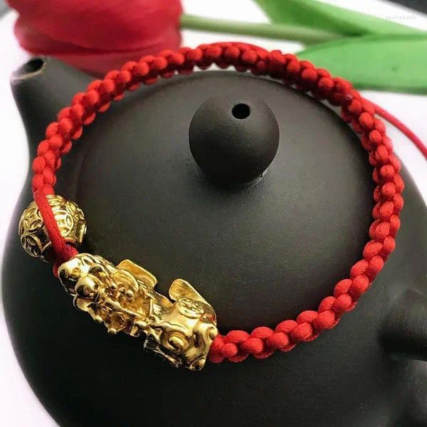 Strang Chinesischen Stil Feng Shui Pi Xiu Armband Armreif Mode Glück Roten Seil Weben Charme Bringen Reichtum Gesundheit Schmuck