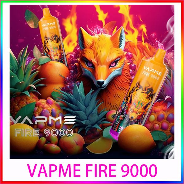 Оригинальные электронные сигареты Vapme Fire 9000 затяжек, одноразовые электронные сигареты, 12 цветов, 2%, 5%, 600 мАч, аккумуляторная батарея, 18 мл, предварительно заполненная капсула, большой комплект для паров, сетчатая катушка для контроля воздушного потока, crazvapes