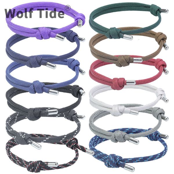 Lupo Tide Nuovo Ombrello Corda Tessuto Bracciale Uomo Bracciale intrecciato regolabile Moda Versatile Semplice Bracciale sportivo Perline Vsco Amicizia Bohemian Mujer