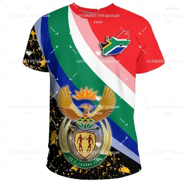 Homens camisetas 2023 Bandeira da África do Sul T-shirt 3D Impresso Casual Rua Oversize Redondo Pescoço e Roupas Femininas