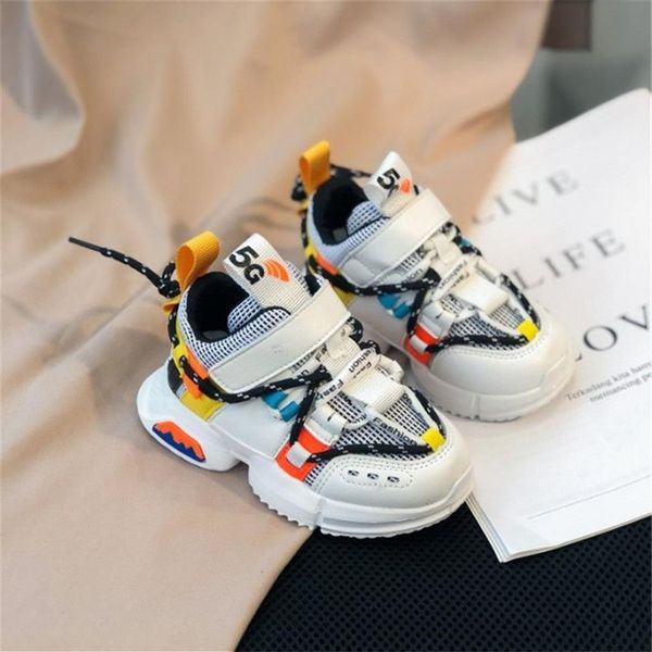 Novas crianças sapatos da criança meninas menino tênis rendas até design malha respirável tênis moda pequeno bebê sapatos 201130247i