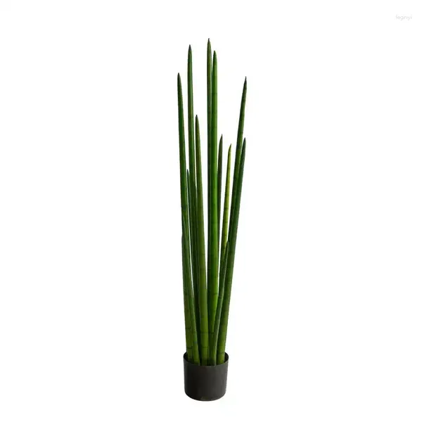 Fiori decorativi Pianta artificiale Sansevieria verde in vaso di plastica