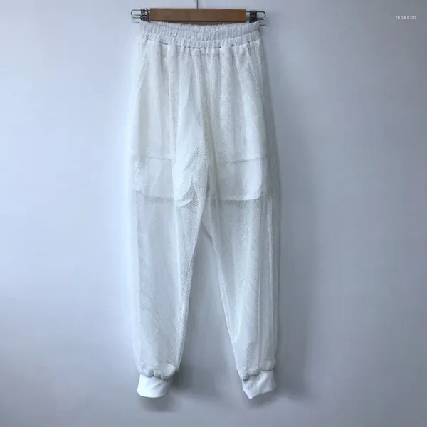 Pantaloni da uomo Hollow Trasparente Design di Personalità Casual di Alta Qualità Elegante 2023 Estate Nove Punti Pantaloni Marea 21F1881