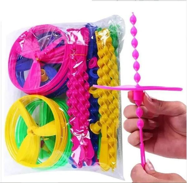 10 set/saco colorido bambu libélula plástico mão empurrar brinquedos voadores crianças festa de aniversário favores convidados tratar escola goodie enchimento