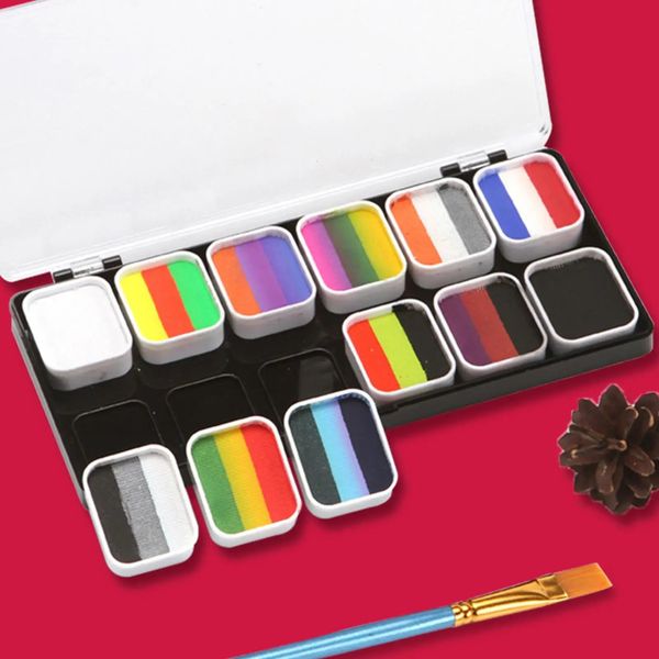 Körperbemalung, großer Markt, Gesichts- und Körperbemalung, mehrfarbig, Gesicht, wasseraktiviert, Cosplay-Make-up-Palette, Stroke-Split-Cakes-Palette, Rainbow Face 231012